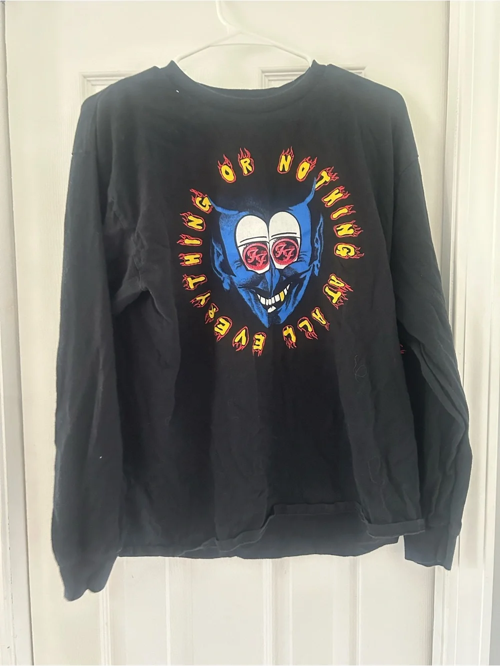 Foo Fighters 2024 Tour Black Long Sleeve Graphic Shirt Devil Large